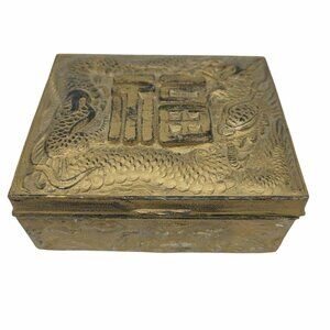 Vintage Japanese Metal Dragon Cigarette Box
